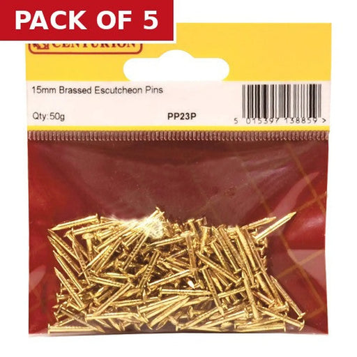 15mm Brassed Escutcheon Pins (50g) - Pack of 5