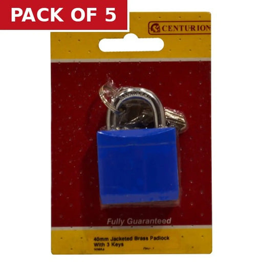 Jacketed Brass Padlocks, 40mm - Pack of 5