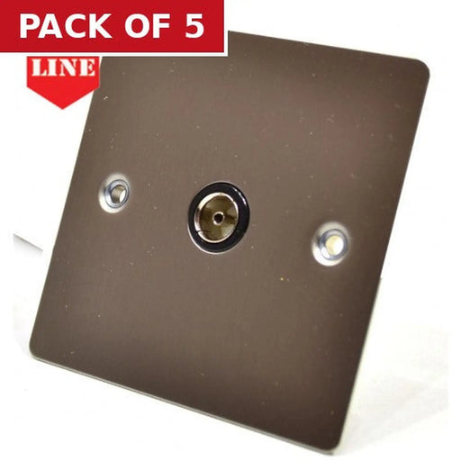 Satin Chrome Flat Plate Single Co Axial Socket - Pack of 5