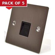 Satin Chrome Flat Plate Secondary Phone Socket - Pack of 5