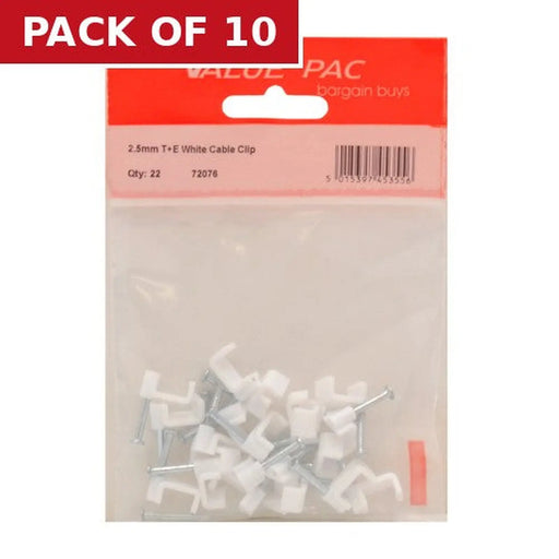 2.5mm T+E White Cable Clip - Pack of 10