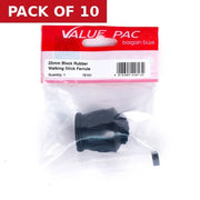 25mm Black Rubber Walking Stick Ferrule - Pack of 10