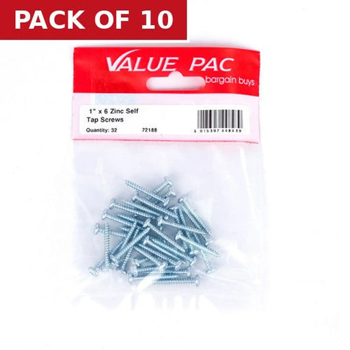 1" x 6 ZP Pan Head Self Tapping Screws (Pack of 32) - Pack of 10