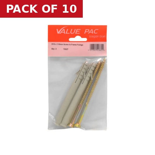 M10 x 115mm Screw In Frame Fixings - Pack of 10