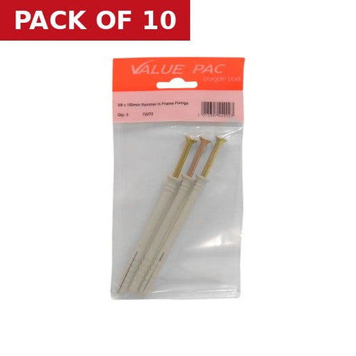 M8 x 100mm Hammer In Frame Fixings - Pack of 10