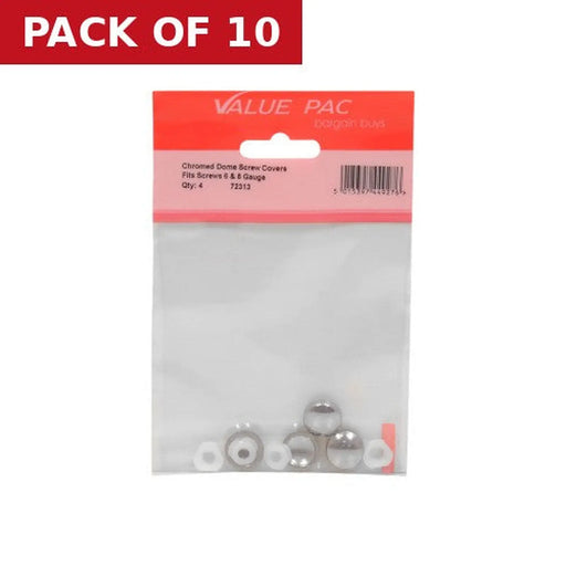 Chromed Plastic Dome Screw Cover - Pack of 10