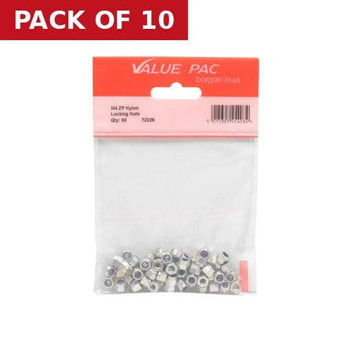 M4 ZP Nylon Locking Nuts 40pk - Pack of 10