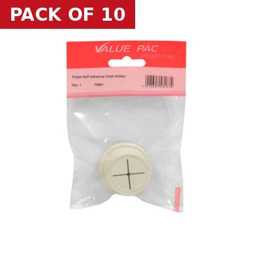 Single Self Adhesive Cloth Holder - Pack of 10