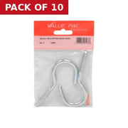 100mm x 18mm ZP Steel Screw Hooks 2pk - Pack of 10