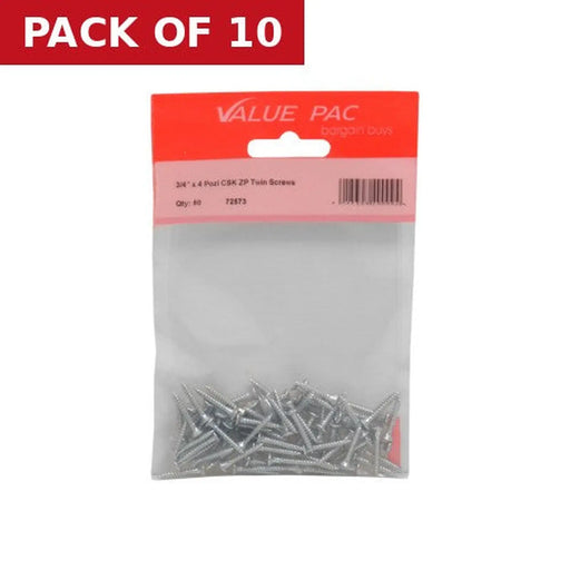 3/4" x 4 Pozi CSK ZP Twin Screws (Pack of 65) - Pack of 10