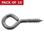 100mm ZP Steel Screw Eyes - Pack of 10