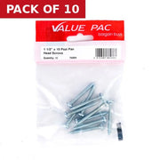 1 1/2" x 10 Pozi Pan Head ZP Self Tapping Screws (Pack of 10)