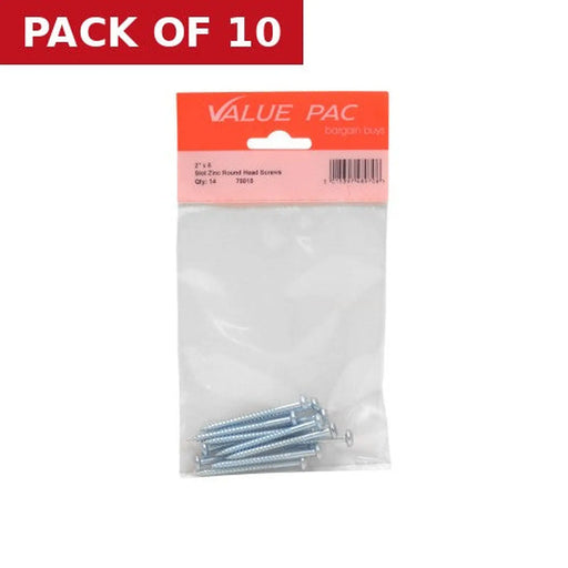 2" x 8 Pozi ZP Round Head Woodscrews  (Pack of 8) - Pack of 10