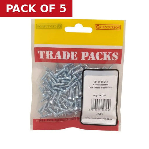 Pozi Twinthread Countersunk Woodscrews - Zinc Plated - 5/8" x 6 - - Pack of 5