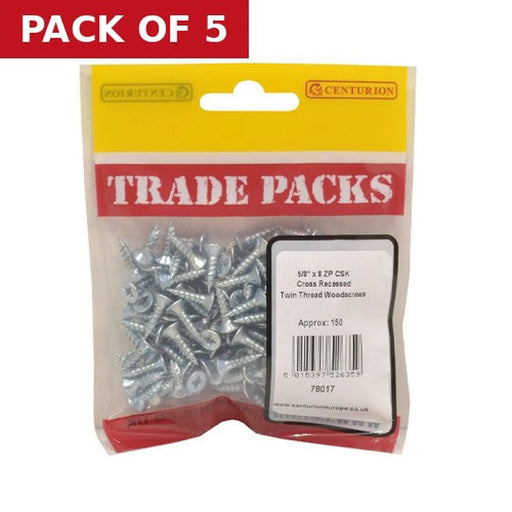 Pozi Twinthread Countersunk Woodscrews - Zinc Plated - 5/8" x 8 - - Pack of 5