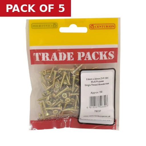 Pozi Multi Purpose Countersunk Woodscrews - Zinc Yellow Passivated - Pack of 5