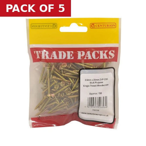 Pozi Multi Purpose Countersunk Woodscrews - Zinc Yellow Passivated - Pack of 5