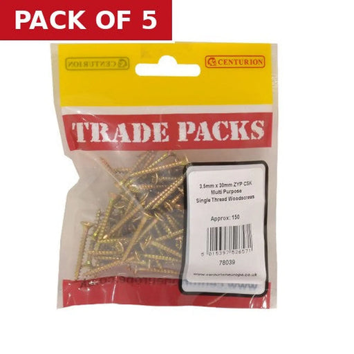 Pozi Multi Purpose Countersunk Woodscrews - Zinc Yellow Passivated - Pack of 5
