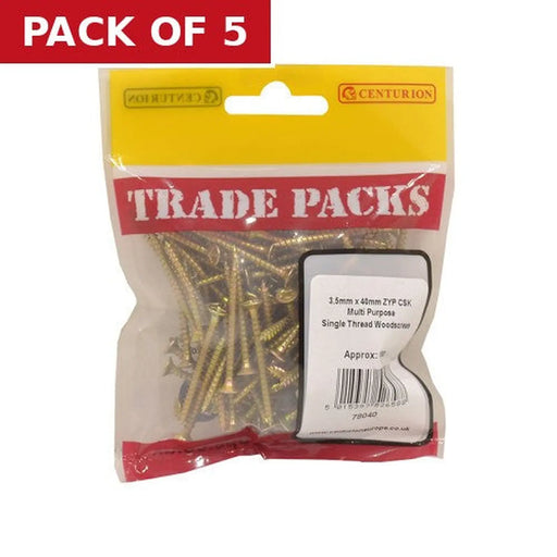 Pozi Multi Purpose Countersunk Woodscrews - Zinc Yellow Passivated - Pack of 5