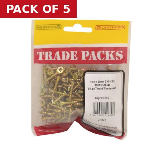 Pozi Multi Purpose Countersunk Woodscrews - Zinc Yellow Passivated - Pack of 5