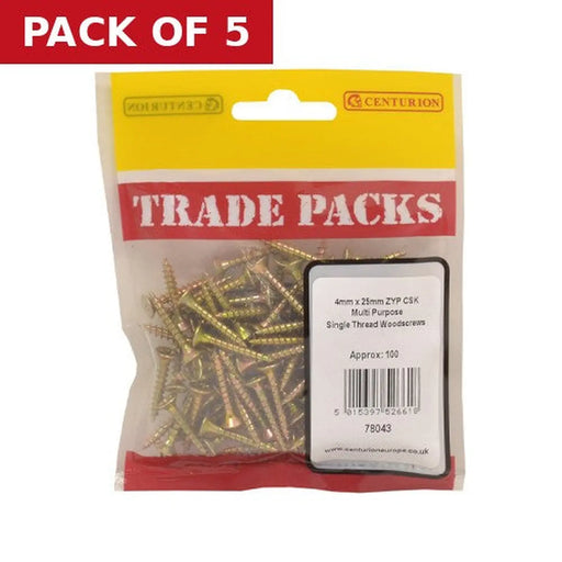 Pozi Multi Purpose Countersunk Woodscrews - Zinc Yellow Passivated - Pack of 5