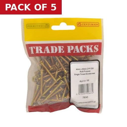 Pozi Multi Purpose Countersunk Woodscrews - Zinc Yellow Passivated - Pack of 5