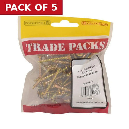 Pozi Multi Purpose Countersunk Woodscrews - Zinc Yellow Passivated - Pack of 5