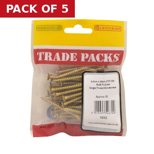 Pozi Multi Purpose Countersunk Woodscrews - Zinc Yellow Passivated - Pack of 5