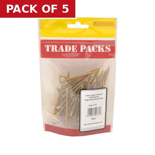 Pozi Multi Purpose Countersunk Woodscrews - Zinc Yellow Passivated - Pack of 5