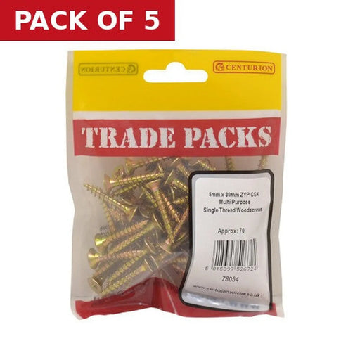 Pozi Multi Purpose Countersunk Woodscrews - Zinc Yellow Passivated - Pack of 5