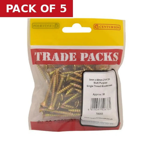 Pozi Multi Purpose Countersunk Woodscrews - Zinc Yellow Passivated - Pack of 5