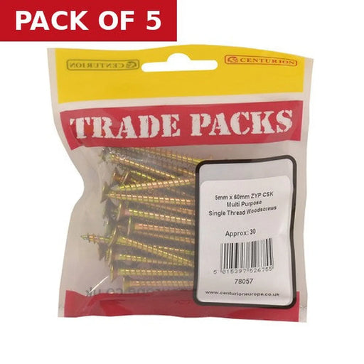 Pozi Multi Purpose Countersunk Woodscrews - Zinc Yellow Passivated - Pack of 5
