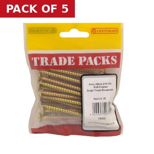 Pozi Multi Purpose Countersunk Woodscrews - Zinc Yellow Passivated - Pack of 5