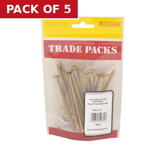 Pozi Multi Purpose Countersunk Woodscrews - Zinc Yellow Passivated - Pack of 5