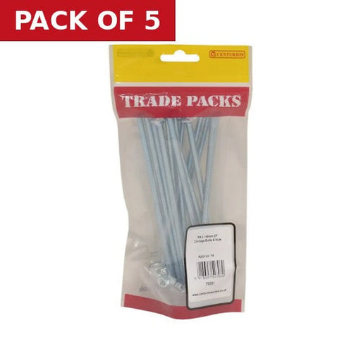 Cup Square Carriage Bolts & Nuts - Zinc Plated - M6 x 150mm - (14 - Pack of 5