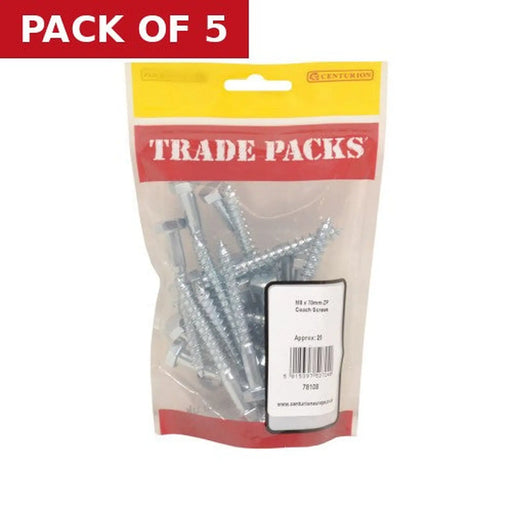 Coach Screws - Zinc Plated - M8 x 70mm - (25 PK) - Pack of 5