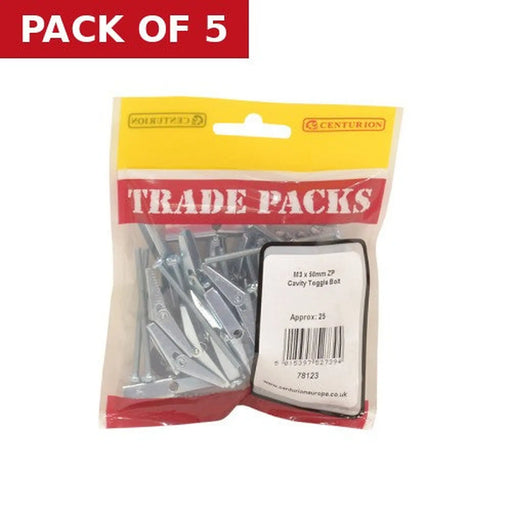 Cavity Toggle Bolt - Zinc Plated - M3 x 50mm - (25 PK) - Pack of 5