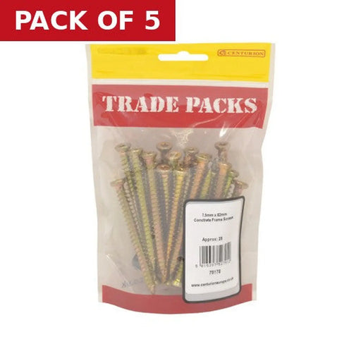 Concrete Frame Screws - Zinc Yellow Passivated - 7.5mm x 82mm - (28 - Pack of 5