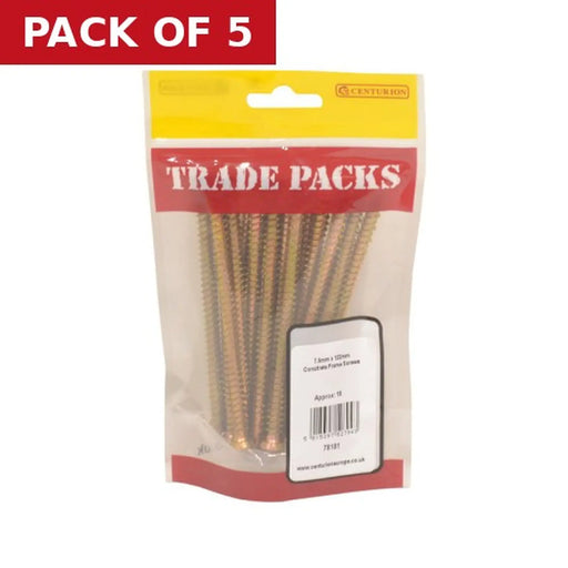 Concrete Frame Screws - Zinc Yellow Passivated - 7.5mm x 122mm - - Pack of 5