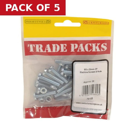 Machine Screws & Nuts - Zinc Plated - M5 x 25mm - (20 PK) - Pack of 5