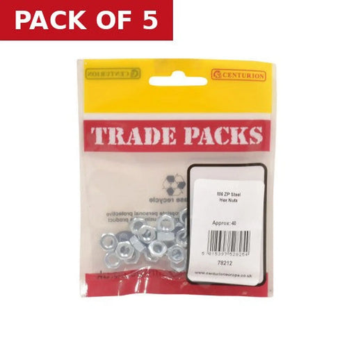 Steel Hex Nuts - Zinc Plated - M6 - (40 PK) - Pack of 5