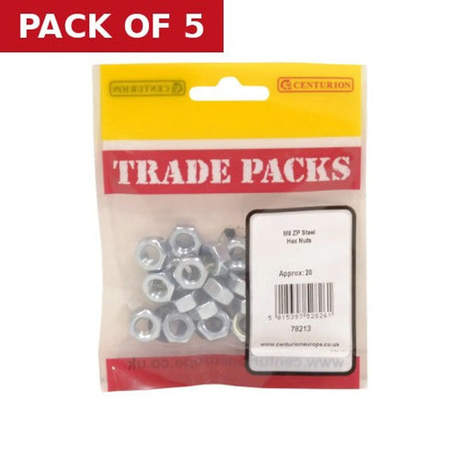 Steel Hex Nuts - Zinc Plated - M8 - (20 PK) - Pack of 5