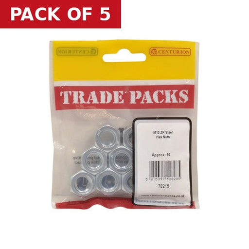 Steel Hex Nuts - Zinc Plated - M12 - (10 PK) - Pack of 5