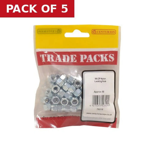 Nylon Locking Nuts - Zinc Plated - M6 - (60 PK) - Pack of 5