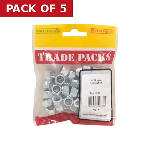 Nylon Locking Nuts - Zinc Plated - M8 - (40 PK) - Pack of 5