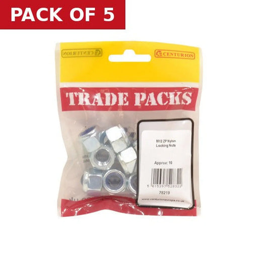 Nylon Locking Nuts - Zinc Plated - M12 - (10 PK) - Pack of 5