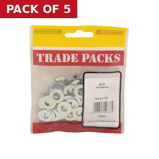 Flat Washers - Zinc Plated - M8 - (100 PK) - Pack of 5