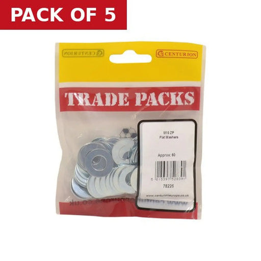 Flat Washers - Zinc Plated - M10 - (60 PK) - Pack of 5