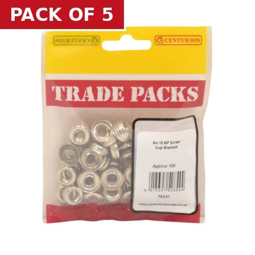 Screw Cup Washers - Nickel Plated - No 10 - (100 PK) - Pack of 5