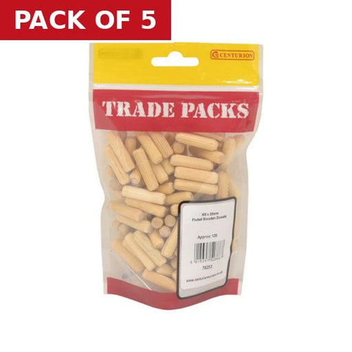 Fluted Wooden Dowels - M8 x 30mm - (120 PK) - Pack of 5